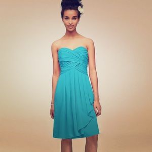 Short Crinkle Chiffon Dress with Front Cascade